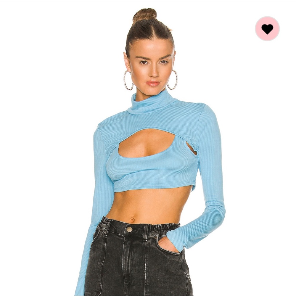 Blue long sleeve cut out crop top worn once and in perfect condition